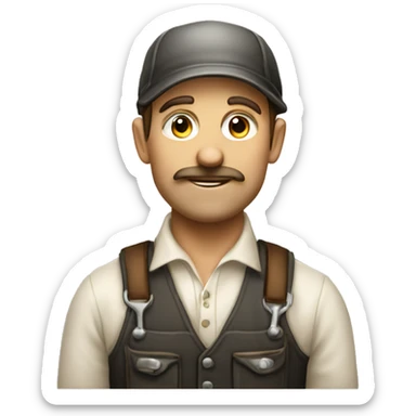 Victorian era worker auto mechanic man sticker