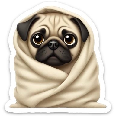 Pug puppy in blanket sticker