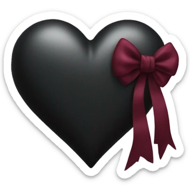 black heart with burgundy bow sticker