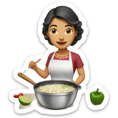 Mexican woman cooking pozole sticker