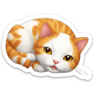 Orange and white tuxedo cat rolling on his back sticker
