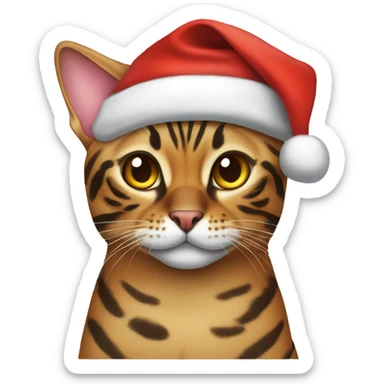 Bengal cat wearing Santa hat sticker