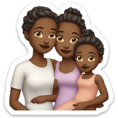 family with twin girls white skin sticker