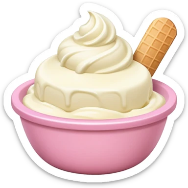 super realistic small pink bowl of vanilla bean ice cream sticker