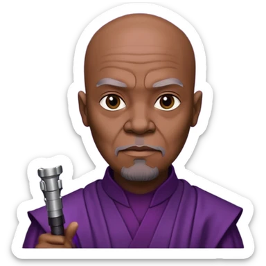 star wars master windu bald head with purple lightsaber sticker