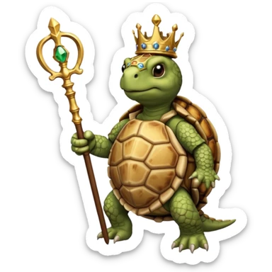royal staff tortiose with scepter in left hand sticker