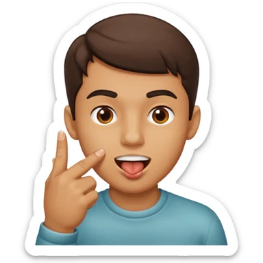 guy biting his pinter finger  sticker