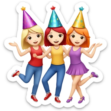 Three best friends dancing/celebrating sticker