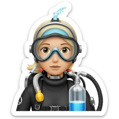 scuba diving girl blonde with oxygen tank sticker
