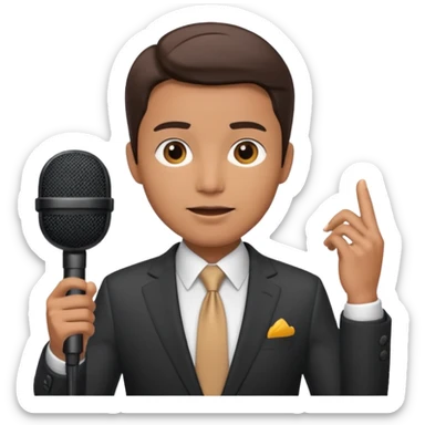 newsroom, news anchor with mic sticker