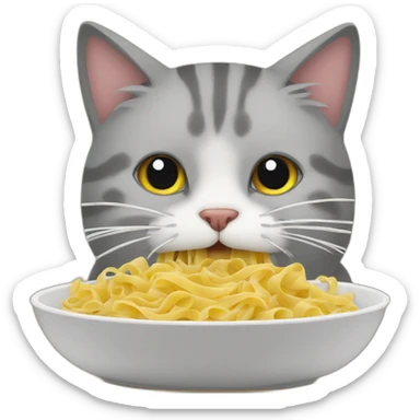 cat eating pasta sticker