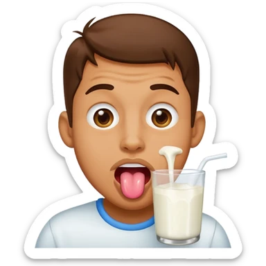 Man with tounge out drooling milk sticker