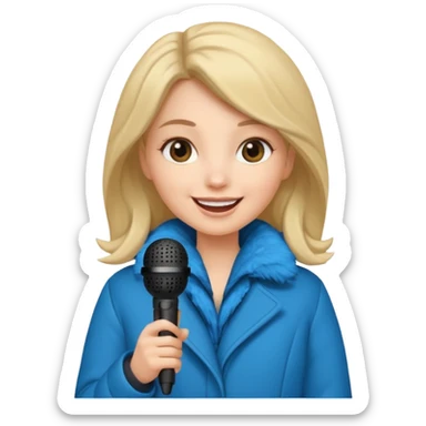 woman with winter clothes holding microphone sticker