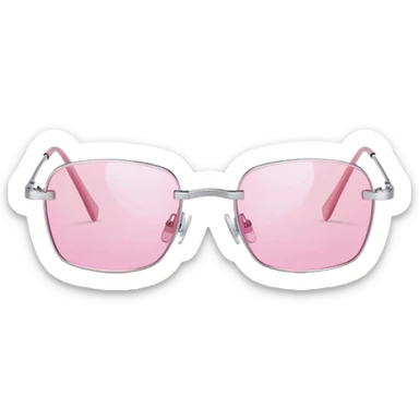 Y2K thin metal frameless pink glasses with geometric shaped lenses, 2000s style sticker