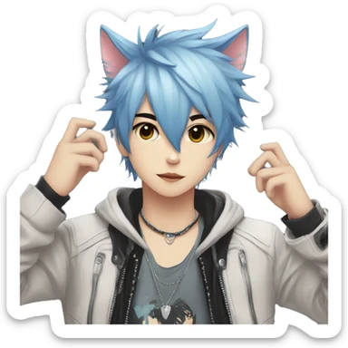Cute Edgy Attractive Anime Punk Catboy sticker