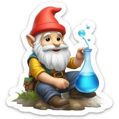 gnome pouring liquid on the ground as tribute to his homies sticker