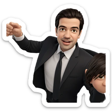 smiling boy in formal attire sticker