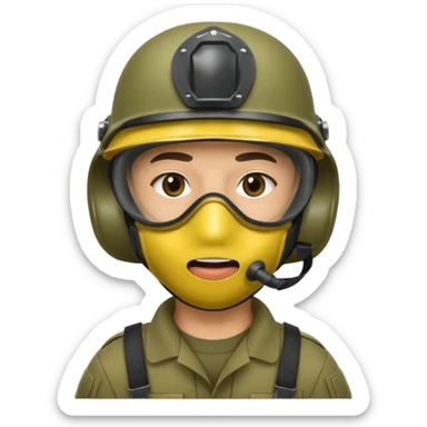 soldier with mouth masks sticker