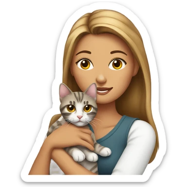 pretty woman holding tabby cat sticker