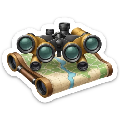 map with binoculars sticker