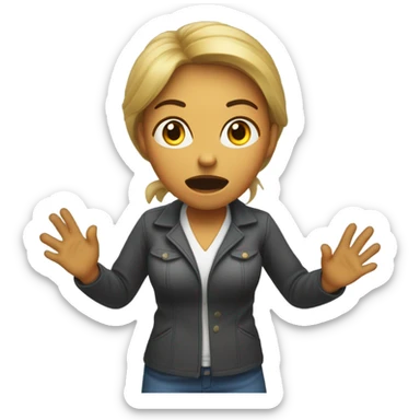 Woman scared (full-body) (hands raised) sticker