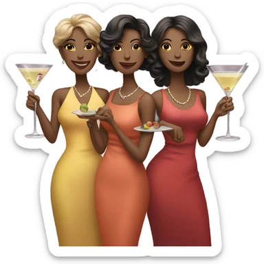 3 women drinking martinis  sticker