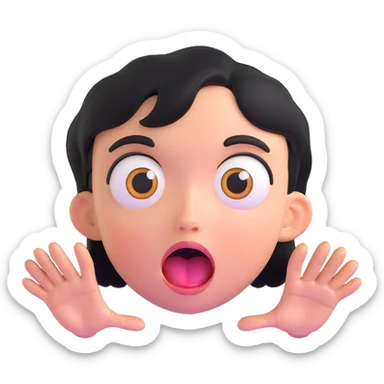 face with wide open mouth, big eyes, drooling, and hands reaching out, expressing intense hunger sticker