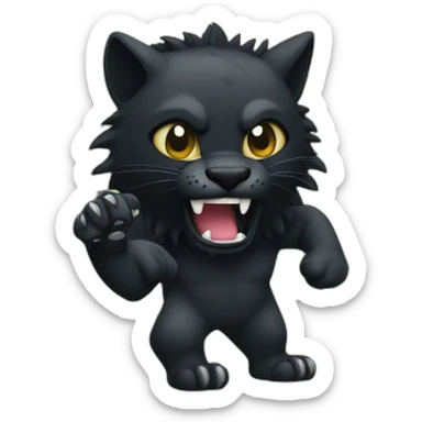 black pantera animal with a sharp tooth behind a bush sticker