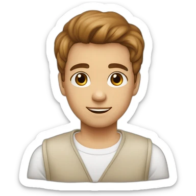 Garçon cheveux lisses marron yeux marron peux beige sticker