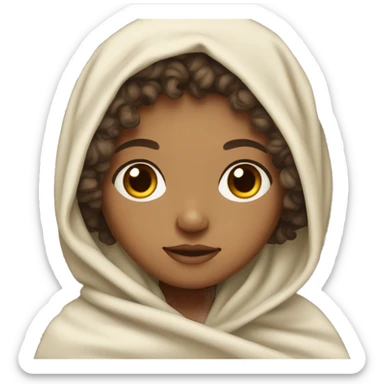 Light skin girl with curly hair and brown eyes in blanket  sticker