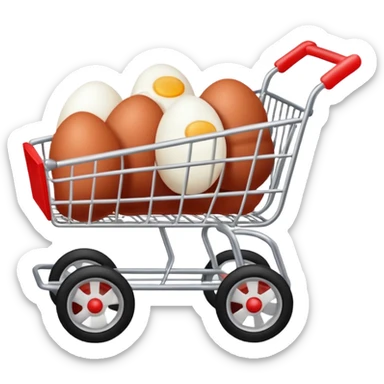 carrito de compras leche huevos carne pues que se vean los huevos mas pequeños  sticker