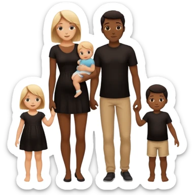 silhouette family with mom dad teenage daughter toddler son and baby.  sticker