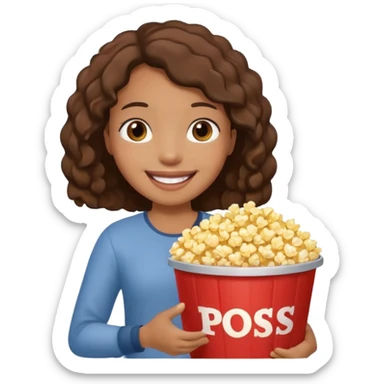 a hiịab holding a bucket of popcorn sticker