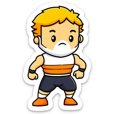 Odysseus in an 80s workout suit sticker