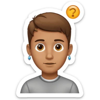 Boy with tanned skin, short brown hair, a light beard, and an earring in his ear sticker