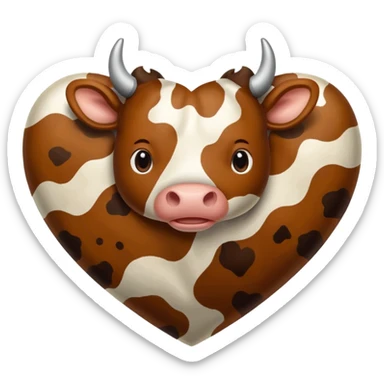 Cow print brown  heart sticker