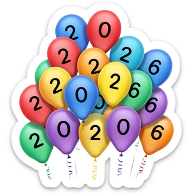 2026 is made out of balloon emoji sticker