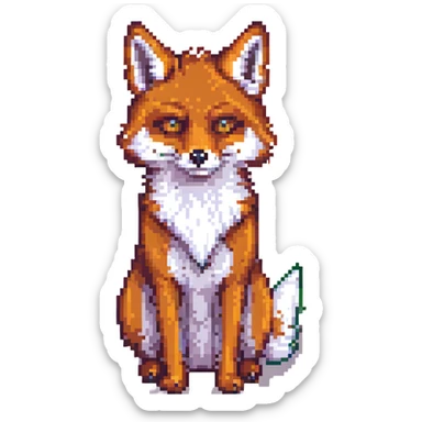fox with disgusted expression, pixel art style, warm colors sticker