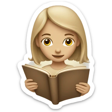 Girl reading a book. In beige tones  sticker