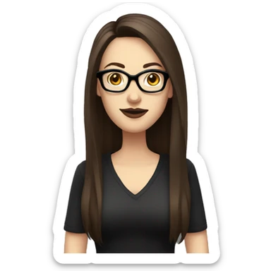 Caucasian-Mum-woman-goth-long-straight-brown-hair-standing-wearing-glasses-plus-size sticker