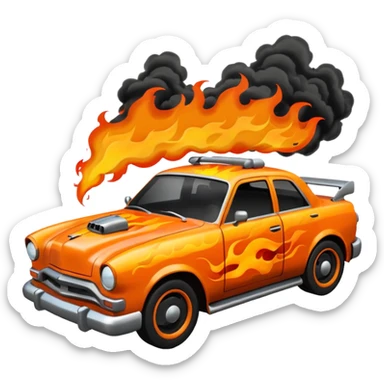 car on fire sticker