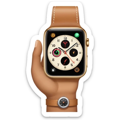 Just the finger like in the 4 picture but the watch on top of the sleeve, literally this emoji (👈) but with a Watch and a sleeve sticker