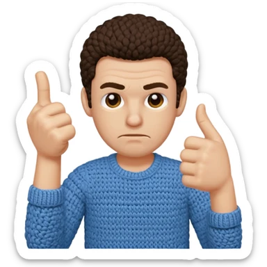 unhappy crochet guy with thumbs down sticker