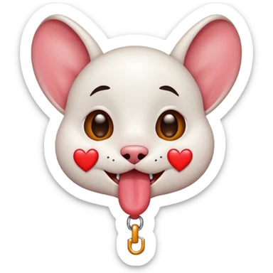 heart eyes face with tongue out on leash sticker
