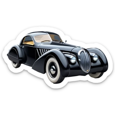  the animated series Batman aerodynamic opulent dark knight futuristic concept loosely based on 1936 cord 812 jaguar(flat long straight faceted mechanical body) winged stealthy street hot rod  sticker