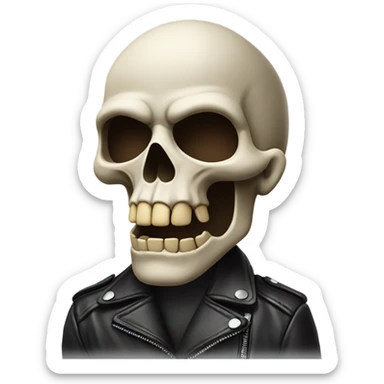 Skull giving a kiss in a leather jacket sticker