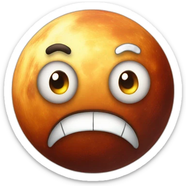 planet Mercury with a cartoon fearful face with big playful eyes sticker