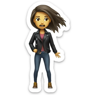 Girl with stench coming off a leather jacket  sticker