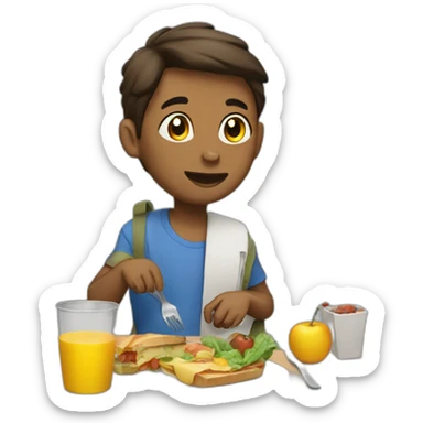 learning and eating lunch sticker