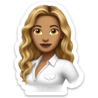 Beyoncé in a white shirt with her hair down sticker